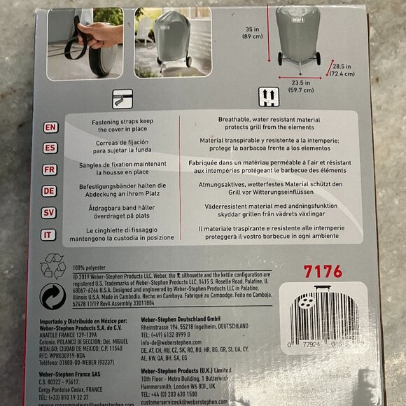 Weber Gray Grill Cover For 22in Round Charcoal Grills NIB - Picture 3 of 6